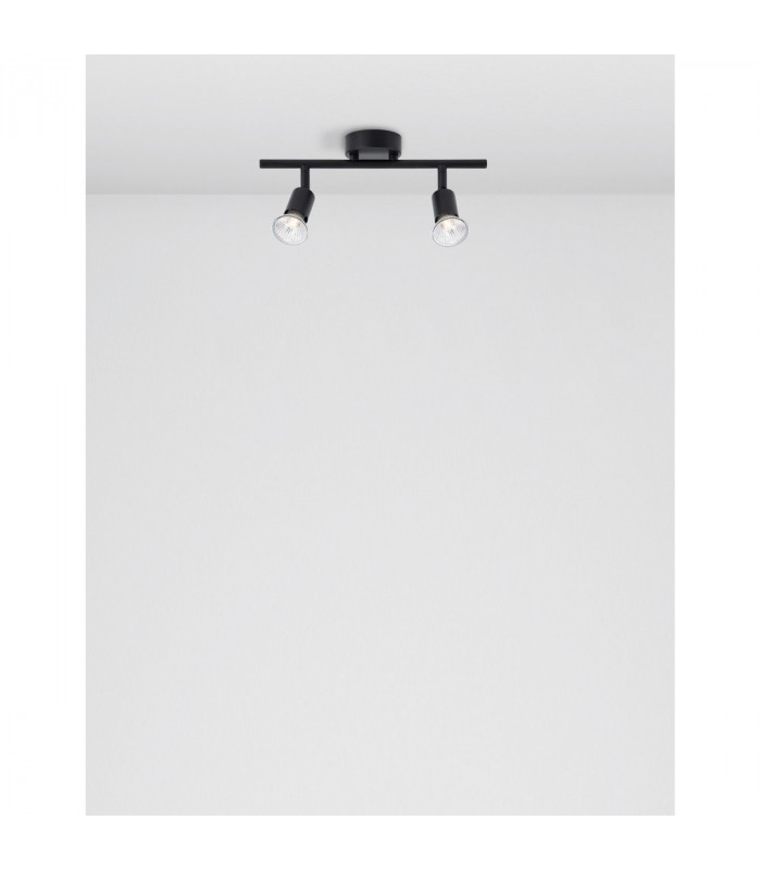 Gropius 2 Light Twin Ceiling Spotlight Satin Black Metal LED GU10 2x5W-3