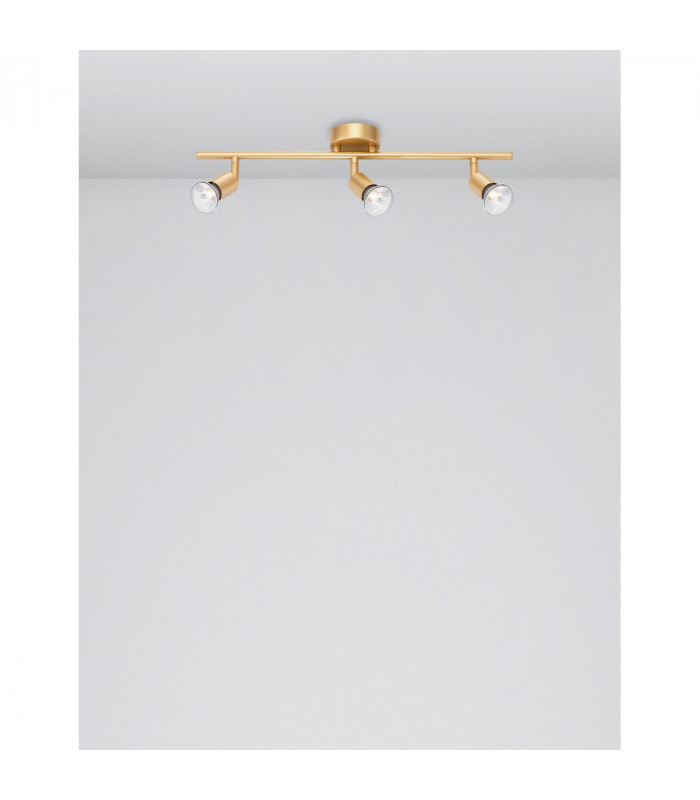Gropius 3 Light Ceiling Spotlight Bar Satin Gold Metal LED GU10 3x5W-3