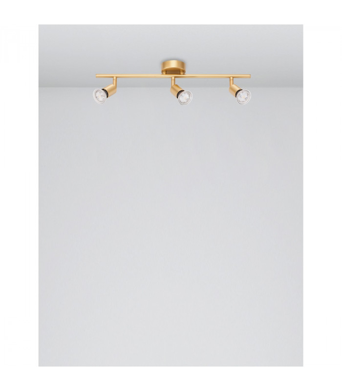 Gropius 3 Light Ceiling Spotlight Bar Satin Gold Metal LED GU10 3x5W-4
