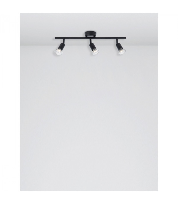Gropius 3 Light Ceiling Spotlight Bar Satin Black Metal LED GU10 3x5W-3
