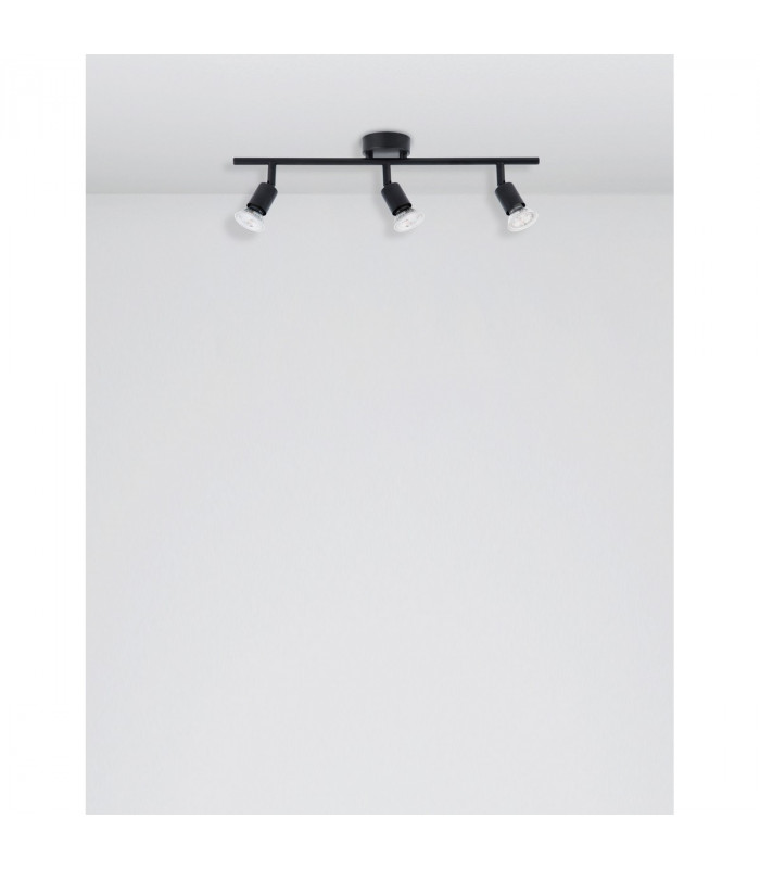 Gropius 3 Light Ceiling Spotlight Bar Satin Black Metal LED GU10 3x5W-4