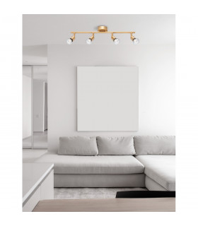 Gropius 4 Light Ceiling Spotlight Bar Satin Gold Metal LED GU10 4x5W-2