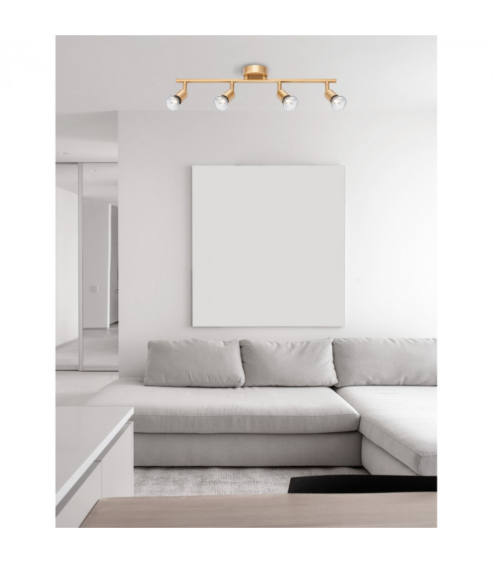 Gropius 4 Light Ceiling Spotlight Bar Satin Gold Metal LED GU10 4x5W-2