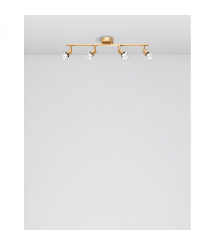 Gropius 4 Light Ceiling Spotlight Bar Satin Gold Metal LED GU10 4x5W-3