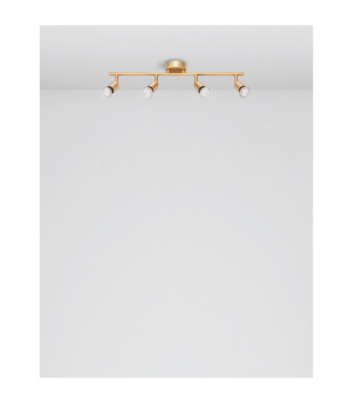 Gropius 4 Light Ceiling Spotlight Bar Satin Gold Metal LED GU10 4x5W-4