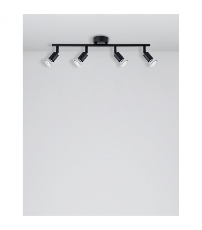Gropius 4 Light Ceiling Spotlight Bar Satin Black Metal LED GU10 4x5W-3