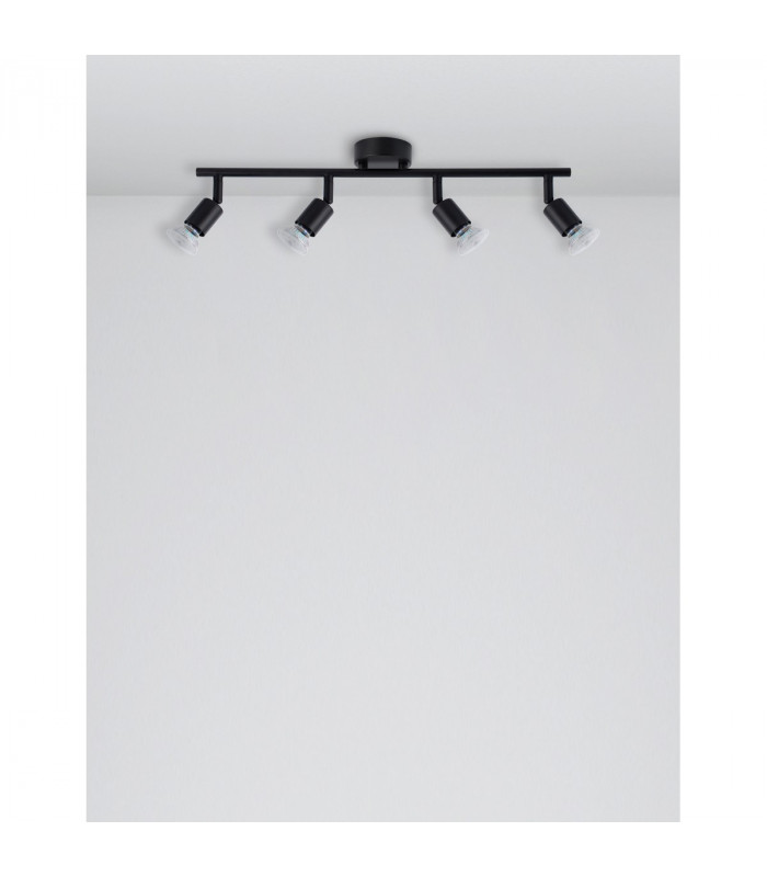 Gropius 4 Light Ceiling Spotlight Bar Satin Black Metal LED GU10 4x5W-4