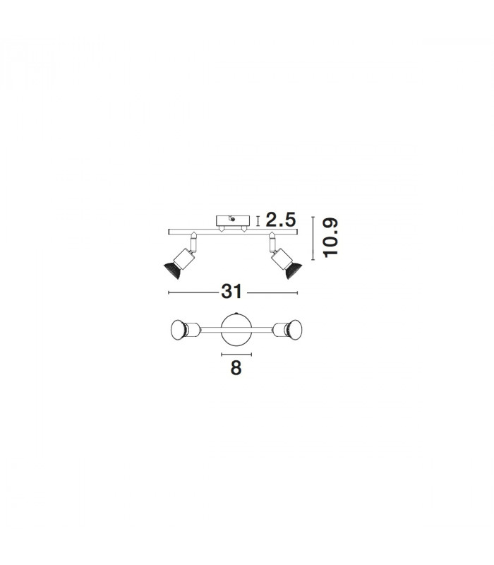 Base 2 Light Twin Ceiling Spotlight Copper Metal GU10 2x50W-3