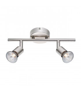 Base 2 Light Twin Ceiling Spotlight Satin Nickel Metal GU10 2x50W-1