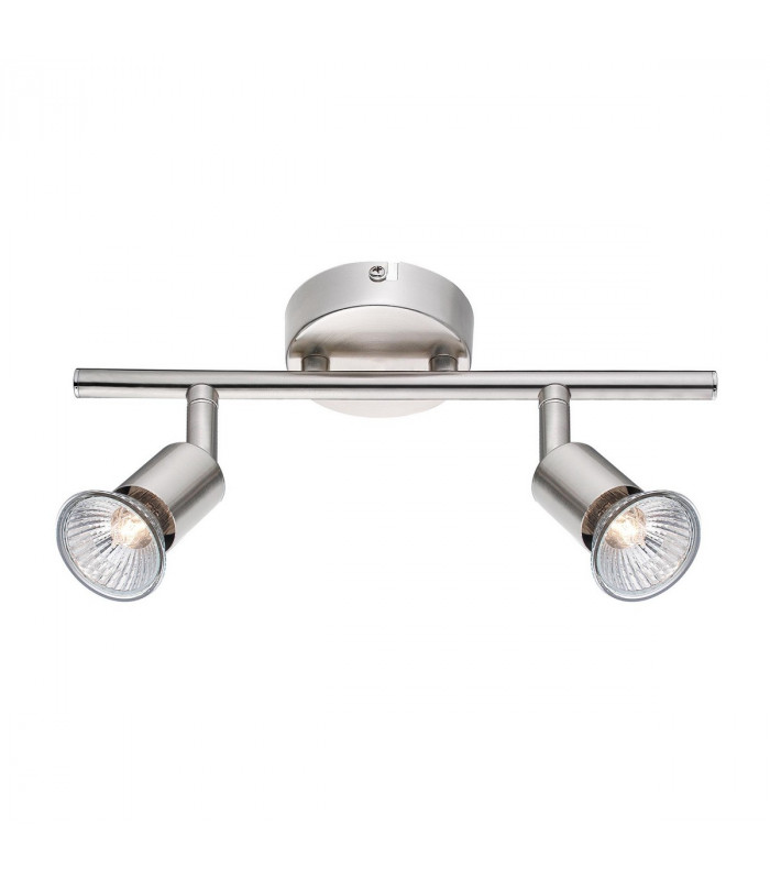 Base 2 Light Twin Ceiling Spotlight Satin Nickel Metal GU10 2x50W-1