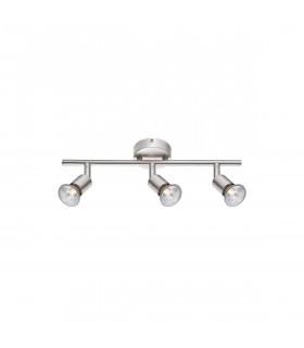 Base 3 Light Ceiling Spotlight Bar Satin Nickel Metal GU10 3x50W-1