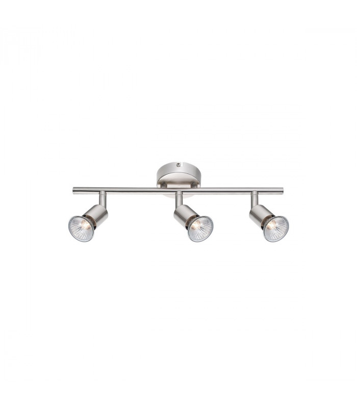 Base 3 Light Ceiling Spotlight Bar Satin Nickel Metal GU10 3x50W-1