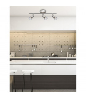 Base 3 Light Ceiling Spotlight Bar Satin Nickel Metal GU10 3x50W-2