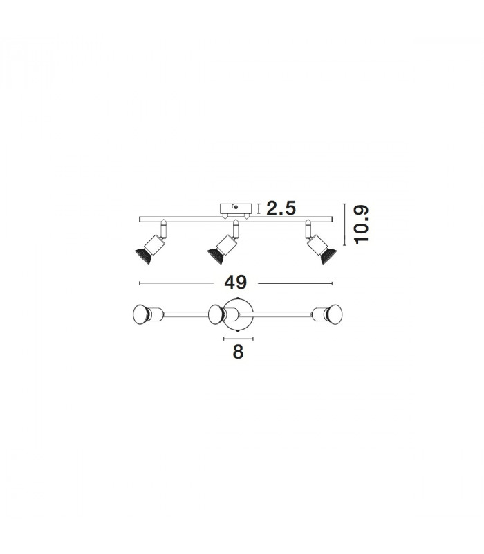 Base 3 Light Ceiling Spotlight Bar Satin Nickel Metal GU10 3x50W-3
