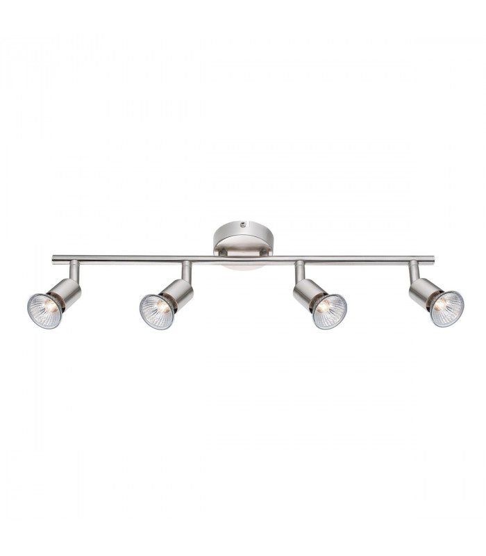 Base 4 Light Ceiling Spotlight Bar Satin Nickel Metal GU10 4x50W-1