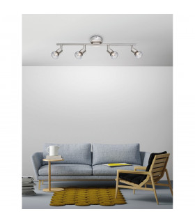 Base 4 Light Ceiling Spotlight Bar Satin Nickel Metal GU10 4x50W-2