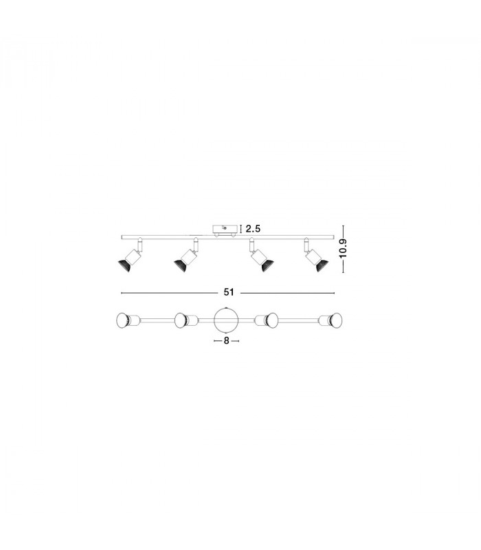Base 4 Light Ceiling Spotlight Bar Satin Nickel Metal GU10 4x50W-3