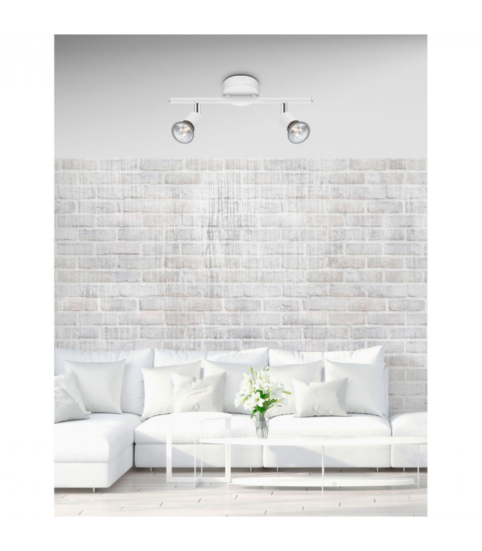 Base 2 Light Twin Ceiling Spotlight Matt White Metal GU10 2x50W-2