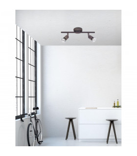 Base 2 Light Twin Ceiling Spotlight Rust Metal GU10 2x50W-2