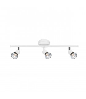 Base 3 Light Ceiling Spotlight Bar Matt White Metal GU10 3x50W-1