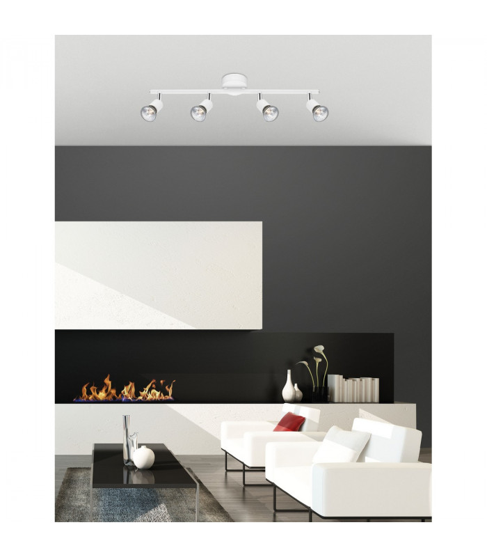 Base 4 Light Ceiling Spotlight Bar Matt White Metal GU10 4x50W-2