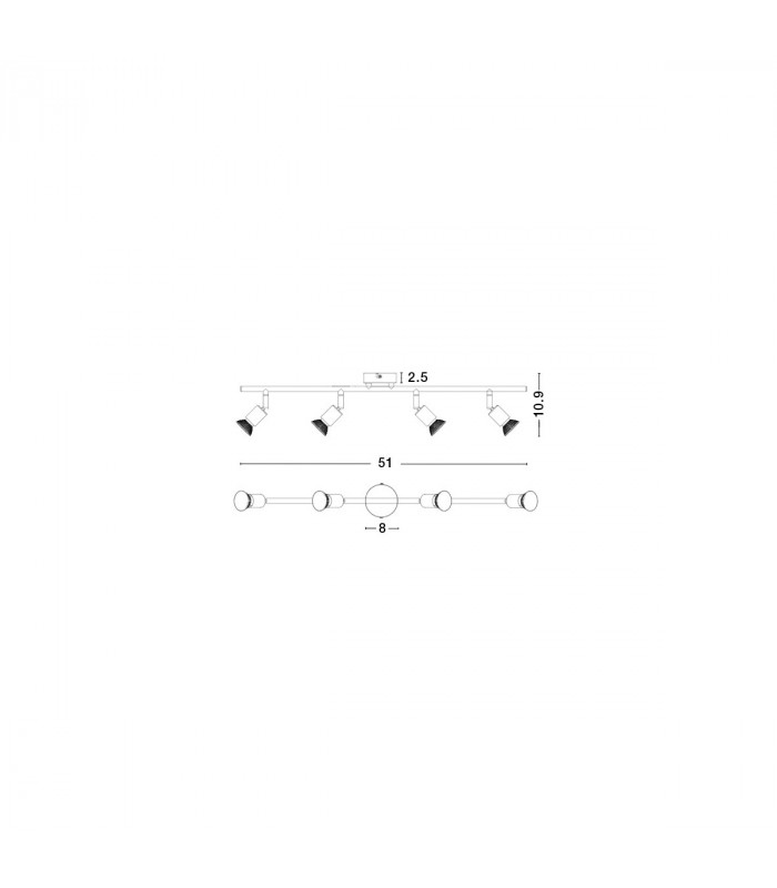 Base 4 Light Ceiling Spotlight Bar Matt White Metal GU10 4x50W-3