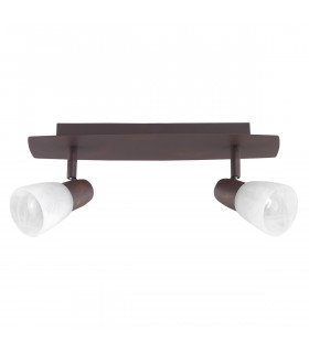 Reggio 2 Light Twin Ceiling Spotlight Rust Metal Alabaster Glass LED E14-1