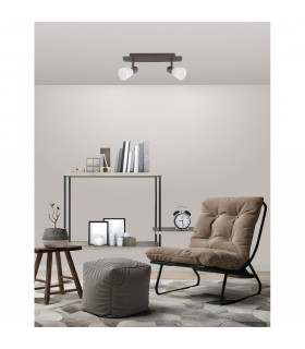 Reggio 2 Light Twin Ceiling Spotlight Rust Metal Alabaster Glass LED E14-2