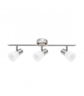 Publico 3 Light Ceiling Spotlight Bar Opal Glass Satin Nickel Metal LED E14-1