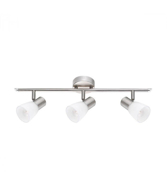 Publico 3 Light Ceiling Spotlight Bar Opal Glass Satin Nickel Metal LED E14-1