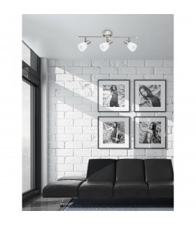 Publico 3 Light Ceiling Spotlight Bar Opal Glass Satin Nickel Metal LED E14-2