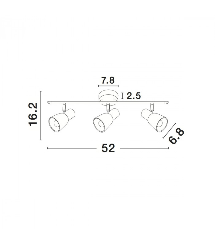 Publico 3 Light Ceiling Spotlight Bar Opal Glass Satin Nickel Metal LED E14-3
