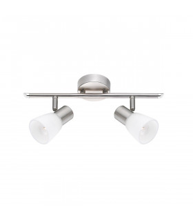 Publico 2 Light Twin Ceiling Spotlight Opal Glass Satin Nickel Metal LED E14-1