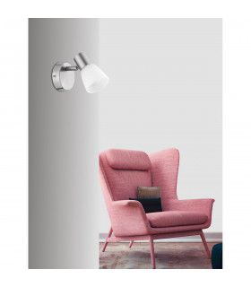 Publico Single Spotlight Opal Glass Satin Nickel Metal LED E14-2