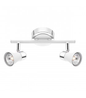 Galeria 2 Light Twin Ceiling Spotlight Matt White Chrome Aluminium GU10 2x50W-1