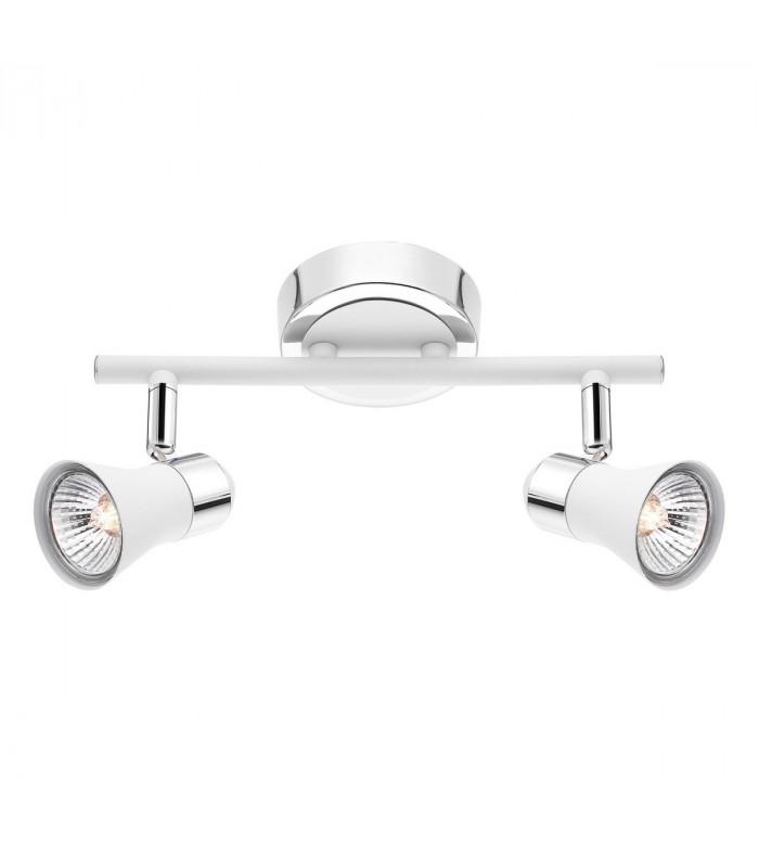 Galeria 2 Light Twin Ceiling Spotlight Matt White Chrome Aluminium GU10 2x50W-1