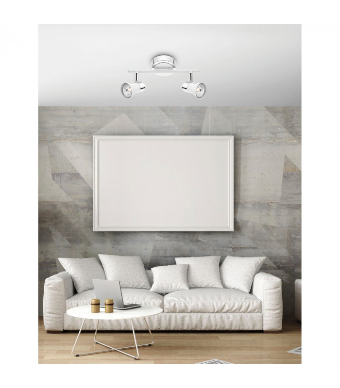 Galeria 2 Light Twin Ceiling Spotlight Matt White Chrome Aluminium GU10 2x50W-2