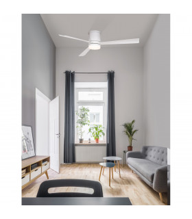 Silky Ceiling Fan Matt White Steel Glass White Plywood-2