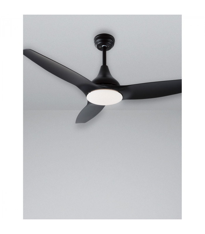 Samoa Ceiling Fan Steel Matt Black Glass 3ABS White Blades-5