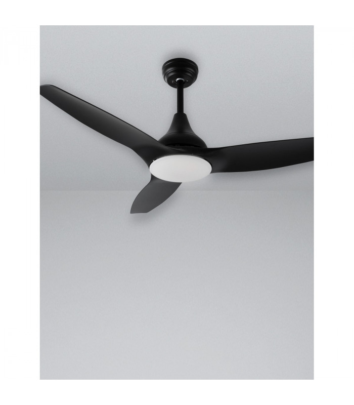 Samoa Ceiling Fan Steel Matt Black Glass 3ABS White Blades-6