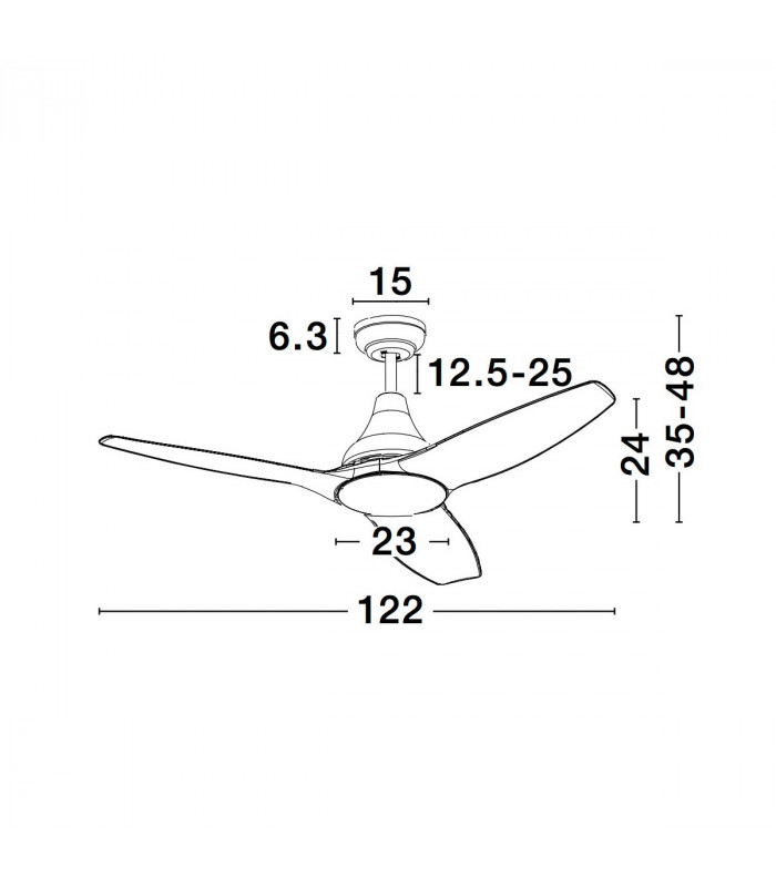 Samoa Ceiling Fan Steel Matt Black Glass 3ABS White Blades-9