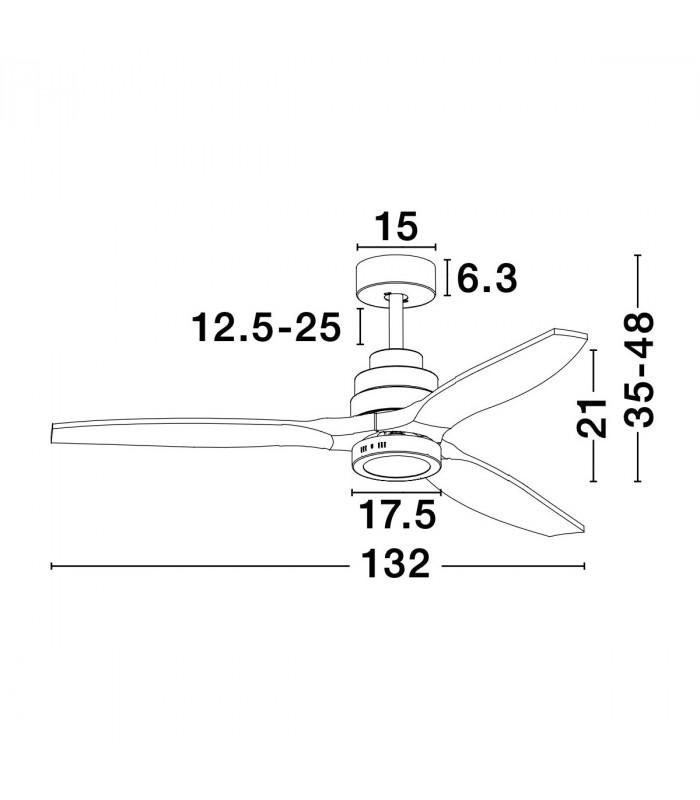 Sabal Ceiling Fan Steel Matt Black Glass 3ABS Wood Blades-7