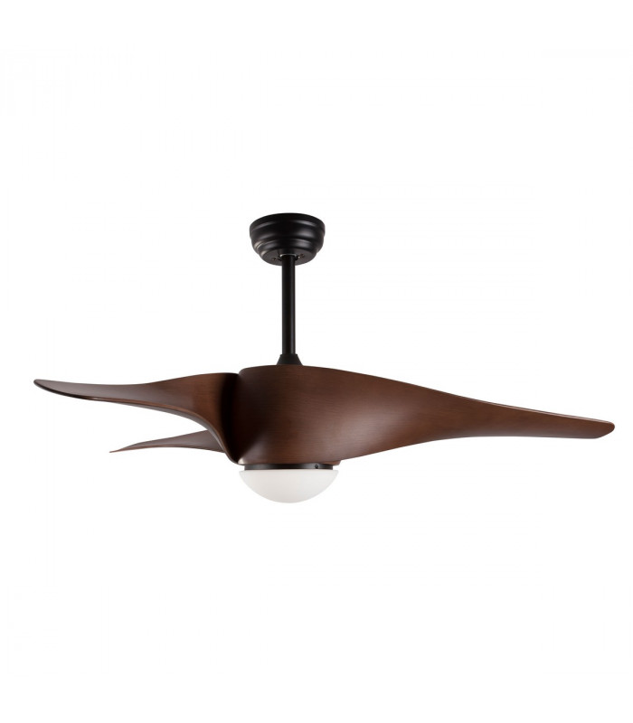 Breeze Ceiling Fan Steel Matt Black & Glass 3ABS Blades with Wood-1