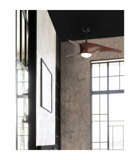 Breeze Ceiling Fan Steel Matt Black & Glass 3ABS Blades with Wood-2