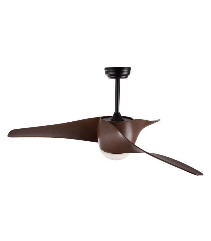 Breeze Ceiling Fan Steel Matt Black & Glass 3ABS Blades with Wood-4