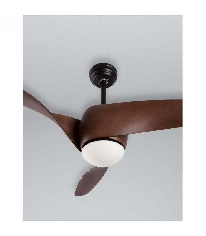 Breeze Ceiling Fan Steel Matt Black & Glass 3ABS Blades with Wood-5