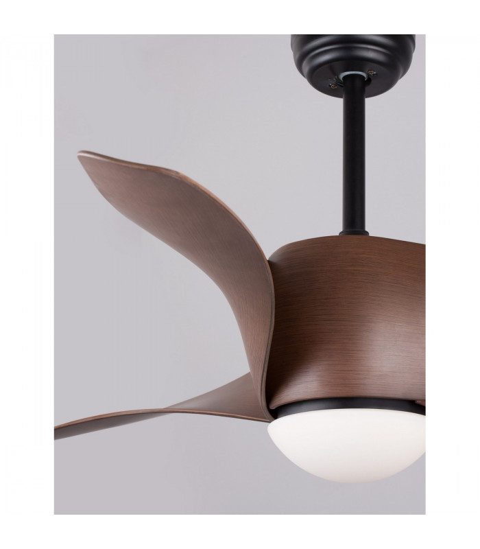 Breeze Ceiling Fan Steel Matt Black & Glass 3ABS Blades with Wood-7