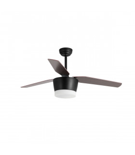 Monsoon Ceiling Fan Steel Matt Black &Glass 3ABS Wood Blades-1