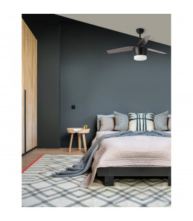Monsoon Ceiling Fan Steel Matt Black &Glass 3ABS Wood Blades-2