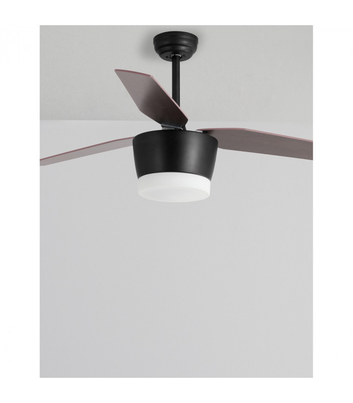 Monsoon Ceiling Fan Steel Matt Black &Glass 3ABS Wood Blades-3